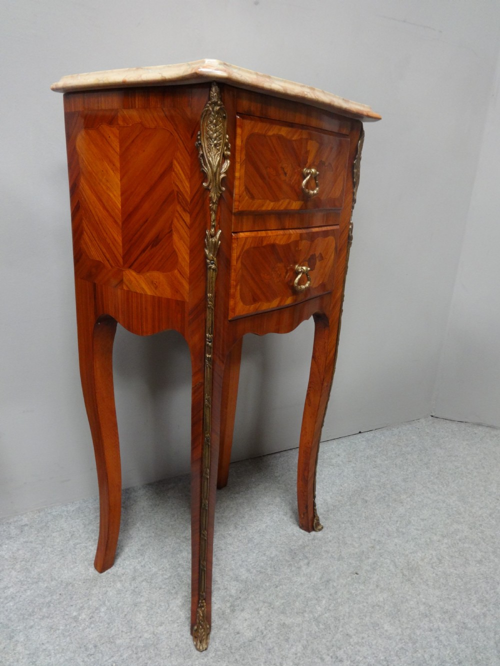 Very Nice Pair French Tulipwood Bedside Lamp Chest of Drawers View VII