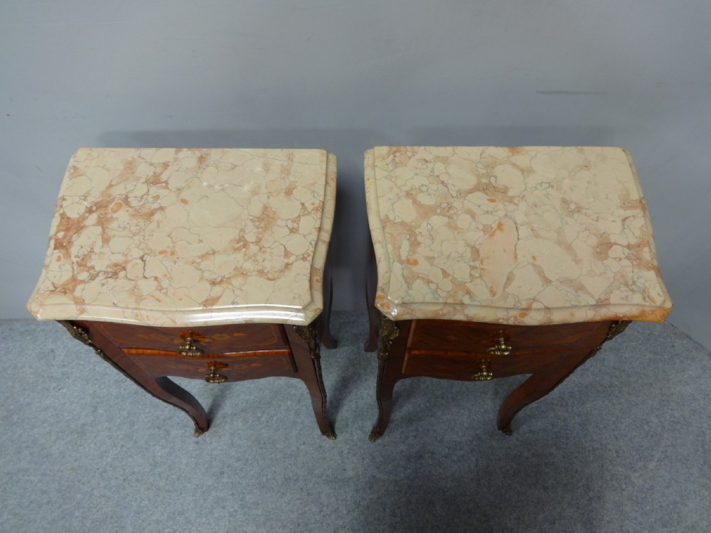 Very Nice Pair French Tulipwood Bedside Lamp Chest of Drawers View VIII