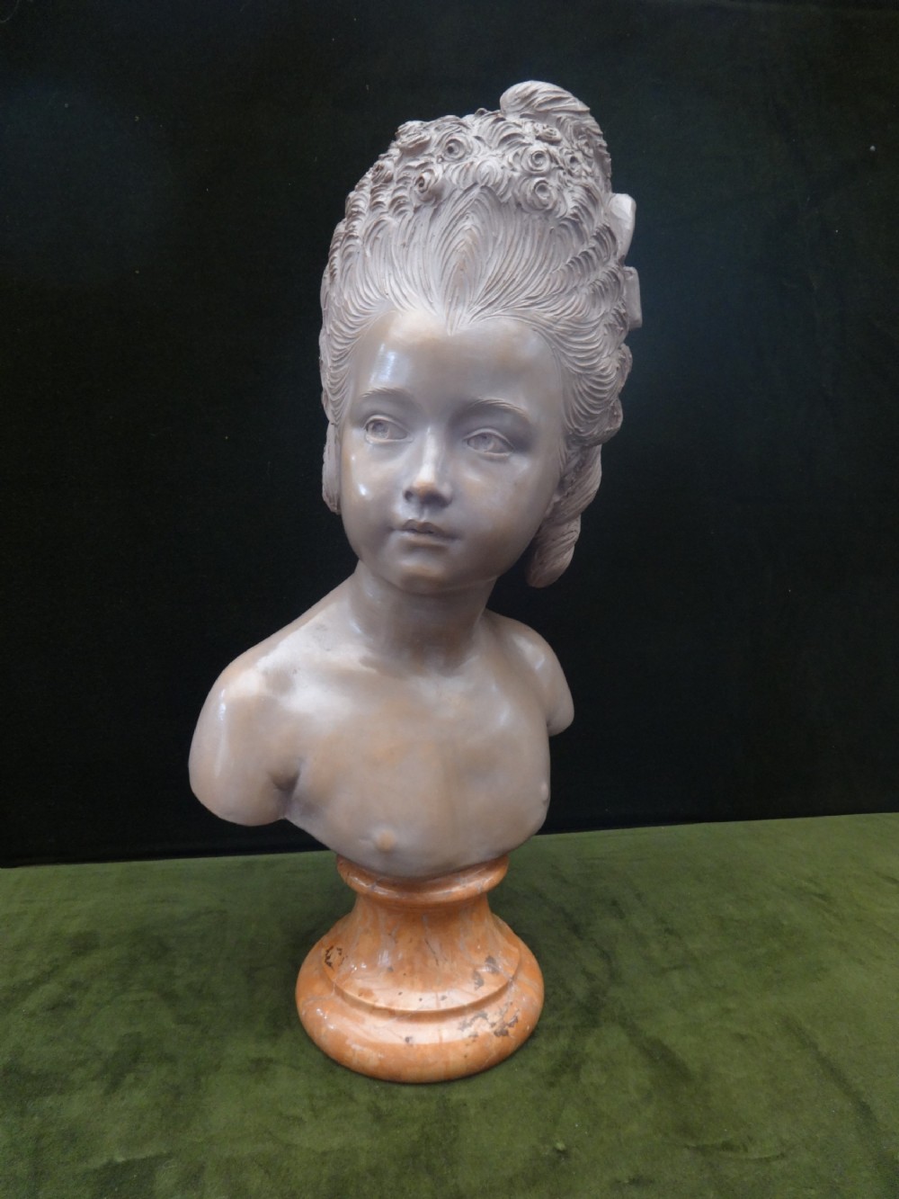 Very Pretty Ceramic Bust on Marble Soccle