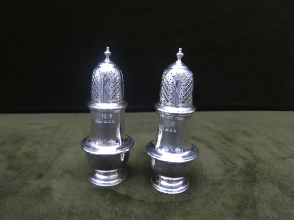 Pair London Silver Peppers 'George Burrows'