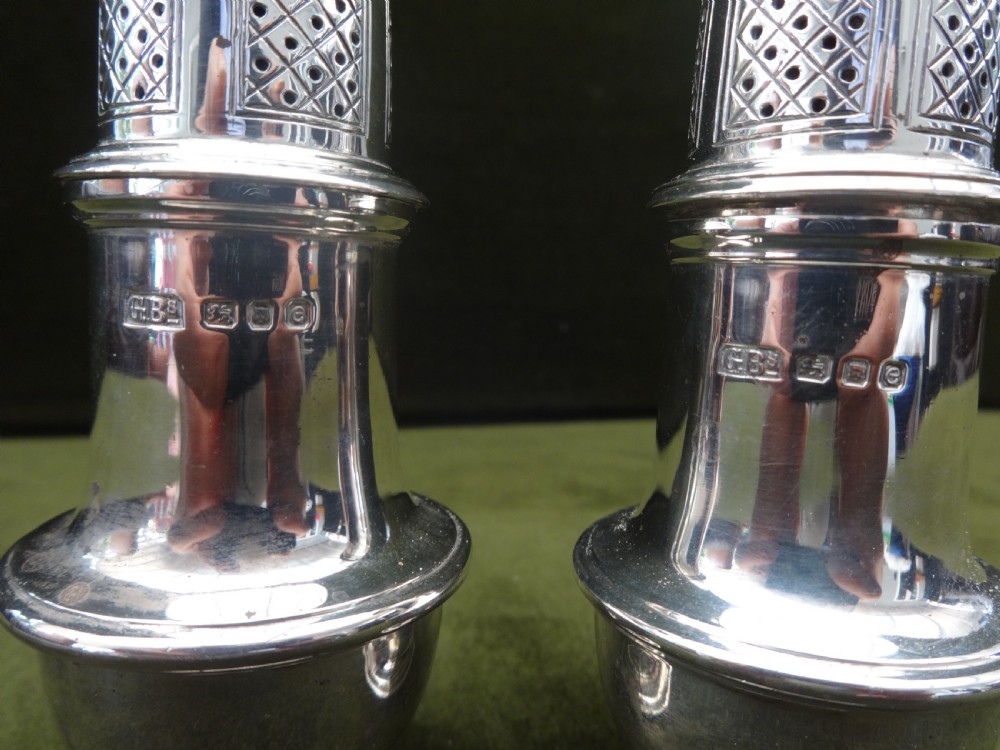 Pair London Silver Peppers 'George Burrows' View III
