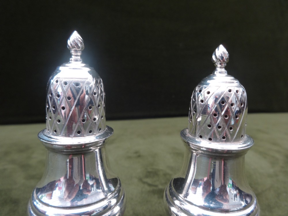Pair Silver Peppers Birmingham JB Catterley & Sons View II
