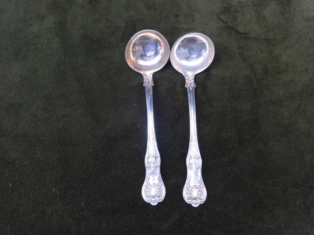 Pair Queens Pattern Sauce Ladles Glasgow 1851 View III