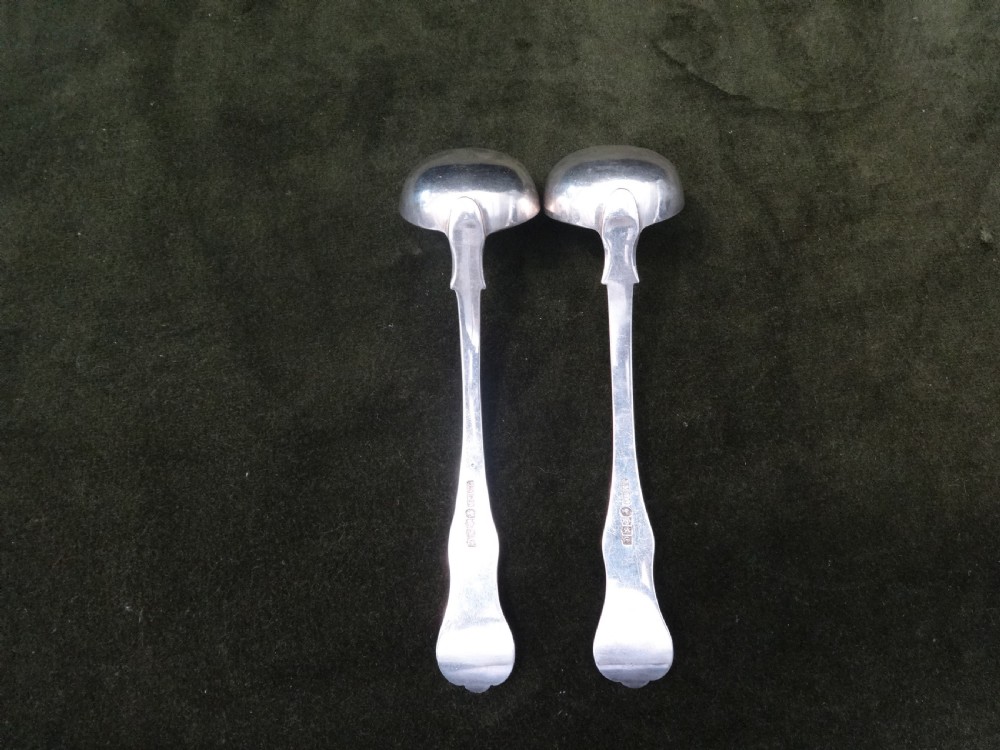 Pair Queens Pattern Sauce Ladles Glasgow 1851 View IV