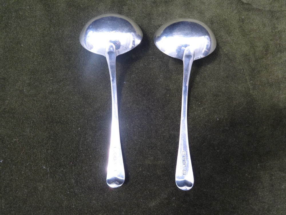Pair Monogram Sauce Ladles London 1797 View III