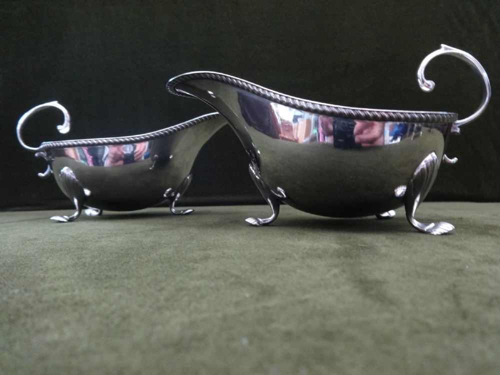Pair Silver Sauce Boats by Asprey London 1910
