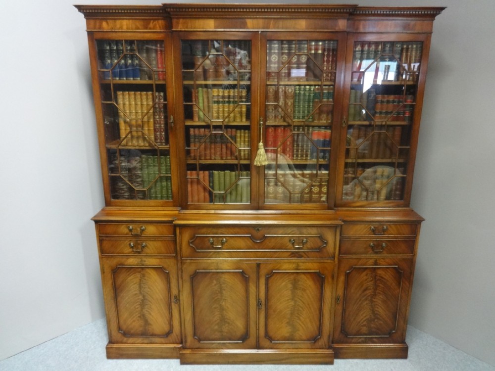 Outstanding Mahogany Breakfront Secretaire Bookcase