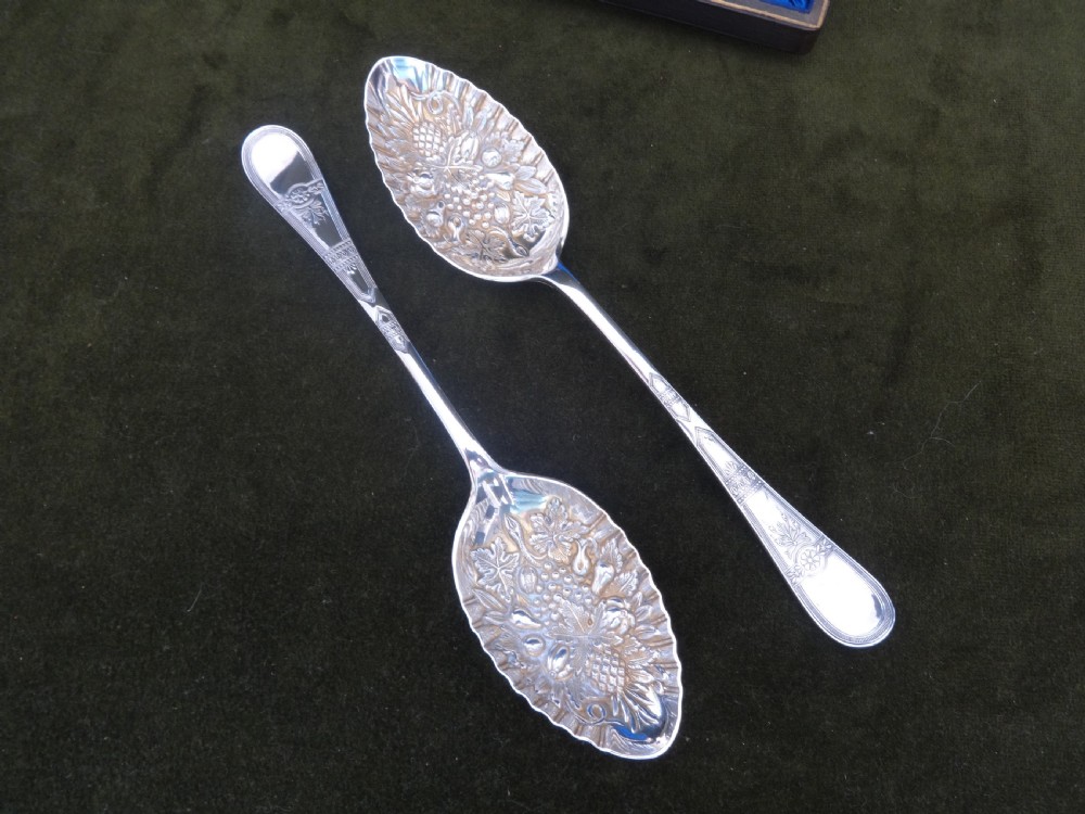 Boxed Set of Silver Victorian Berry Spoons View II