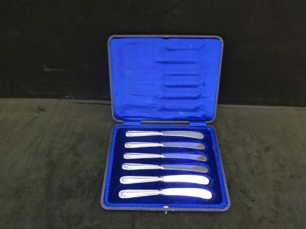 Cased Set of Silver Butter Knives