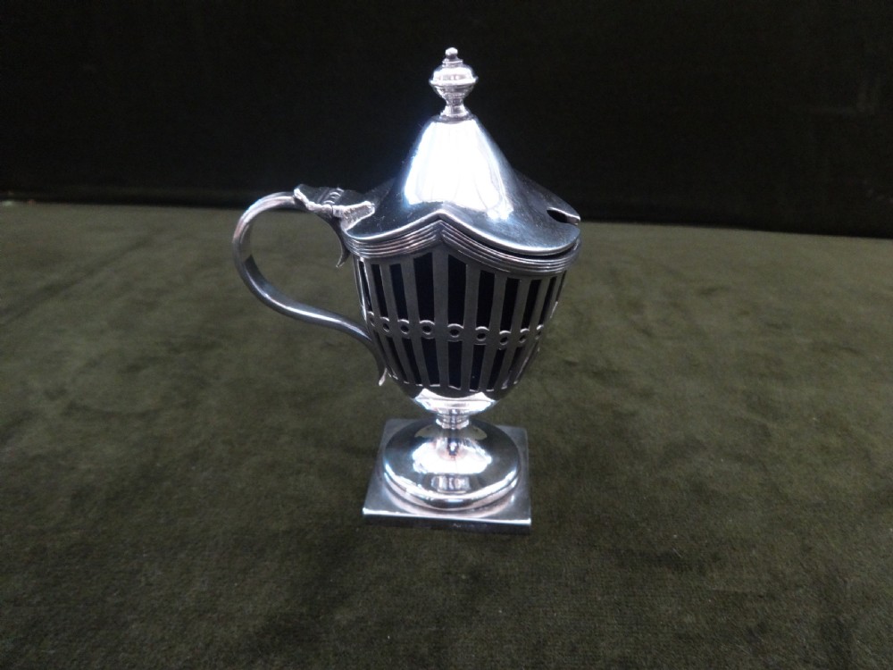 Large Helmet Shaped Silver Mustard Pot London 1896