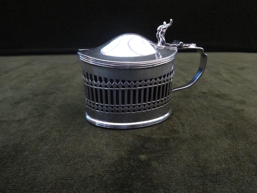 Oval Silver Mustard Pot Chester 1905