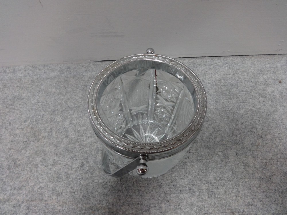 Chrome and Cut Glass Ice Bucket View III
