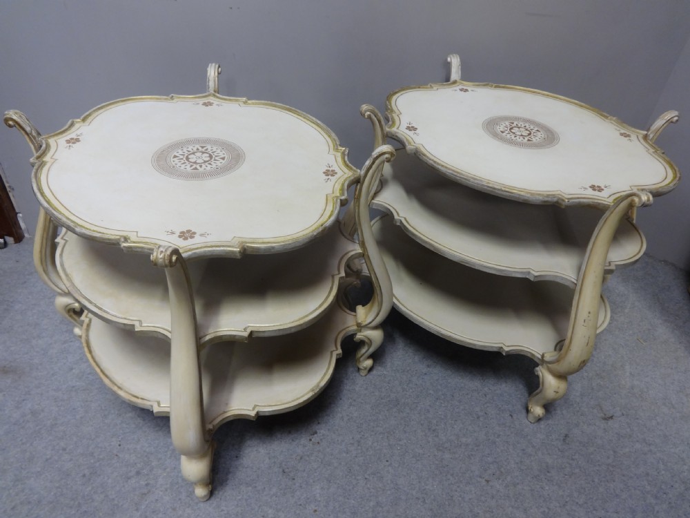 Great Pair French Three Tier End Coffee Lamp Tables