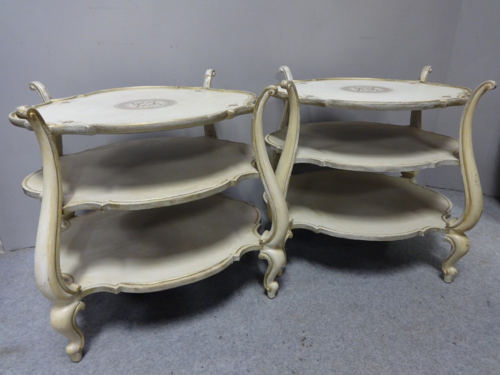 Great Pair French Three Tier End Coffee Lamp Tables View II