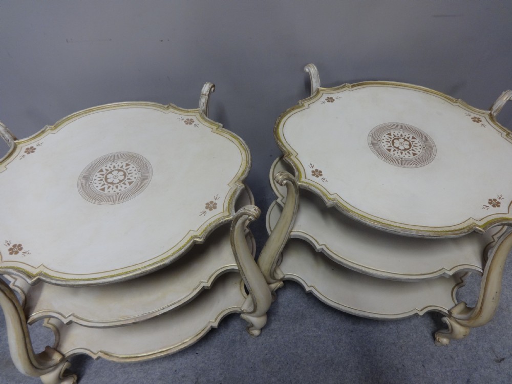 Great Pair French Three Tier End Coffee Lamp Tables View III