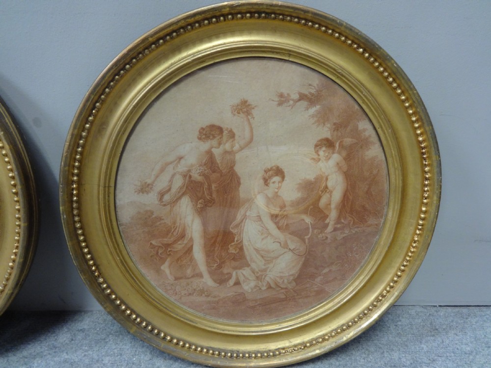 Pair Regency Sepia Engravings in Gilt Frames View III