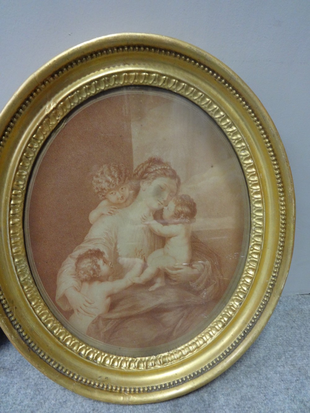 Pair Regency Oval Engravings Cleone and Charity View V