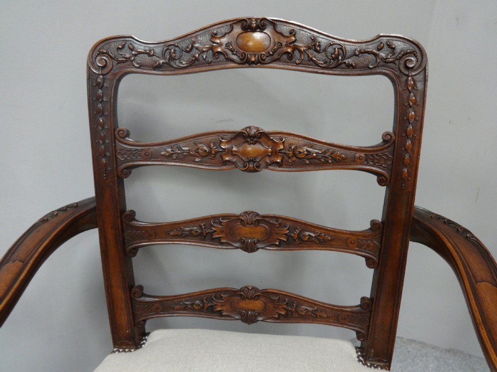 Wonderful Pair French Mahogany Elbow Chairs View VII