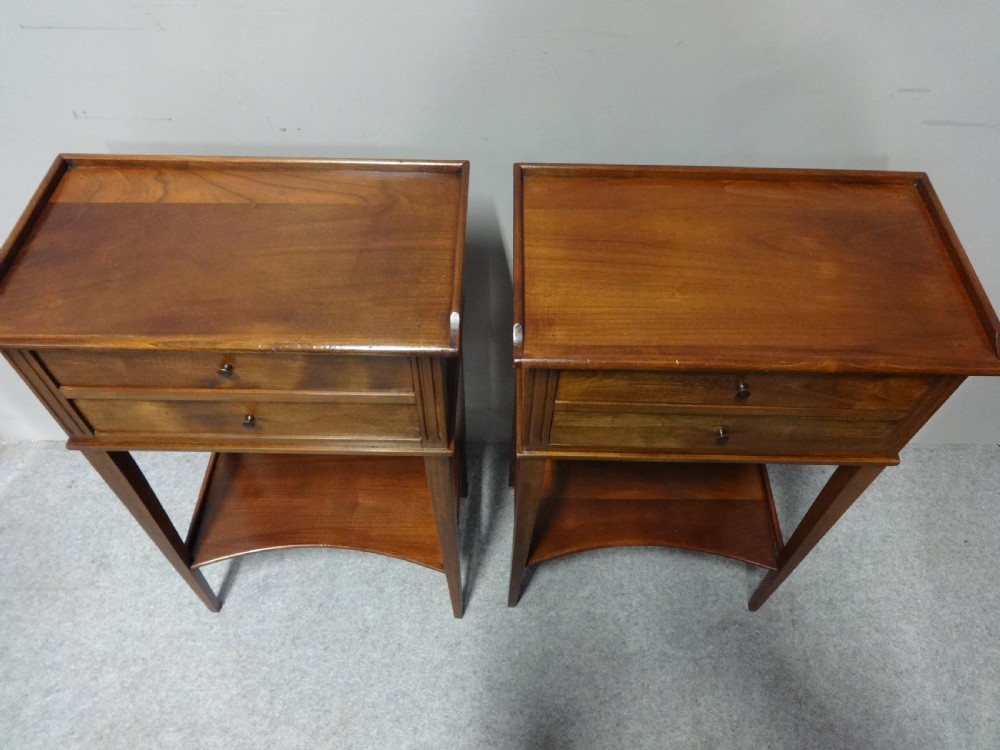 Pair French Mahogany Bedside Lamp Chests of Drawers View II