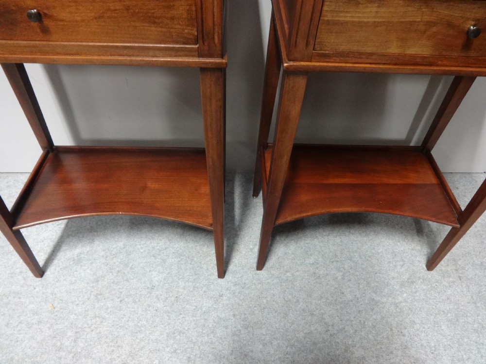 Pair French Mahogany Bedside Lamp Chests of Drawers View III