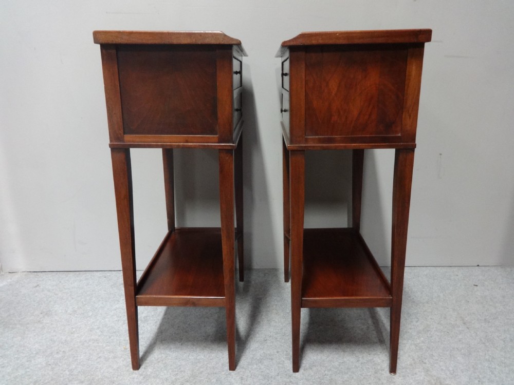 Pair French Mahogany Bedside Lamp Chests of Drawers View IV