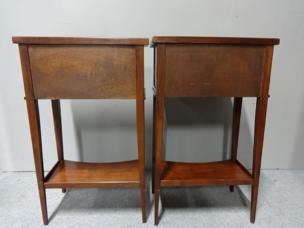 Pair French Mahogany Bedside Lamp Chests of Drawers View V