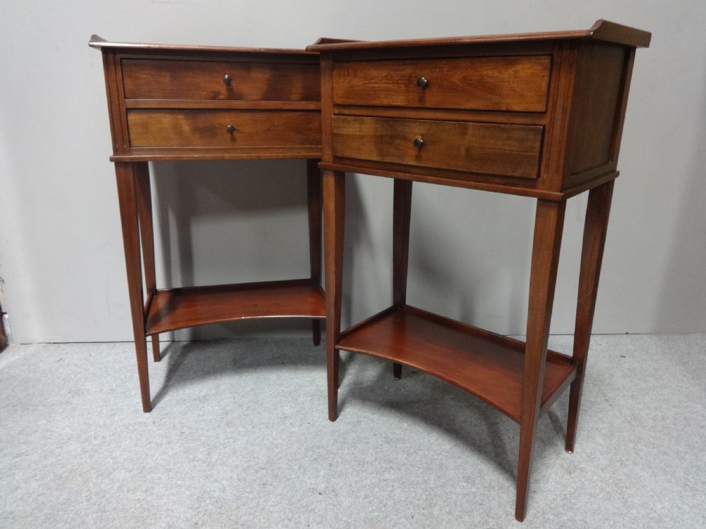Pair French Mahogany Bedside Lamp Chests of Drawers View VI