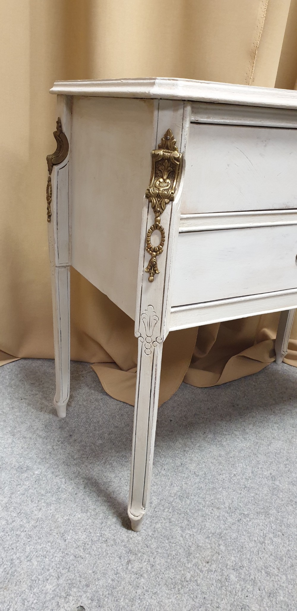 Pair French Painted lamp chests of drawers View III