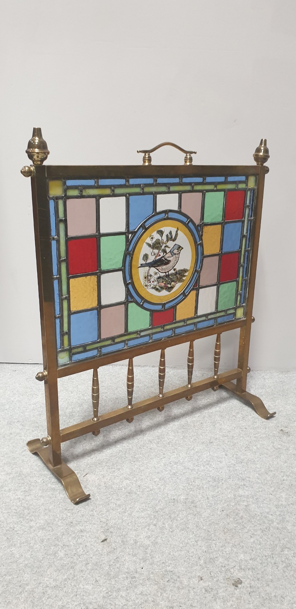 Leaded Glass and Brass Firescreen View V