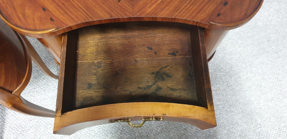 Pair French Marquetry Bedside Lamp Chests View III