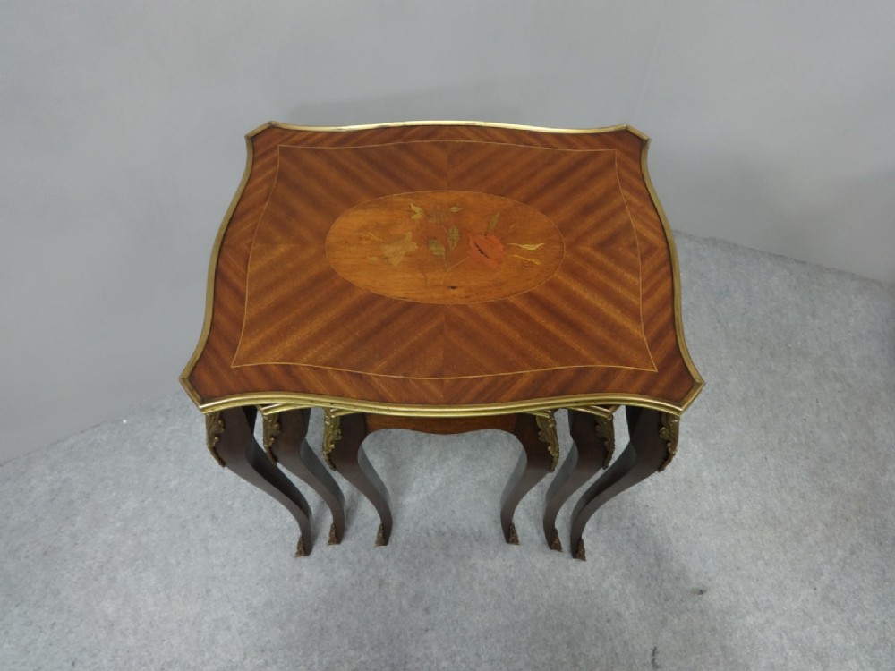 French Inlaid Nest of Three Tables c.1920