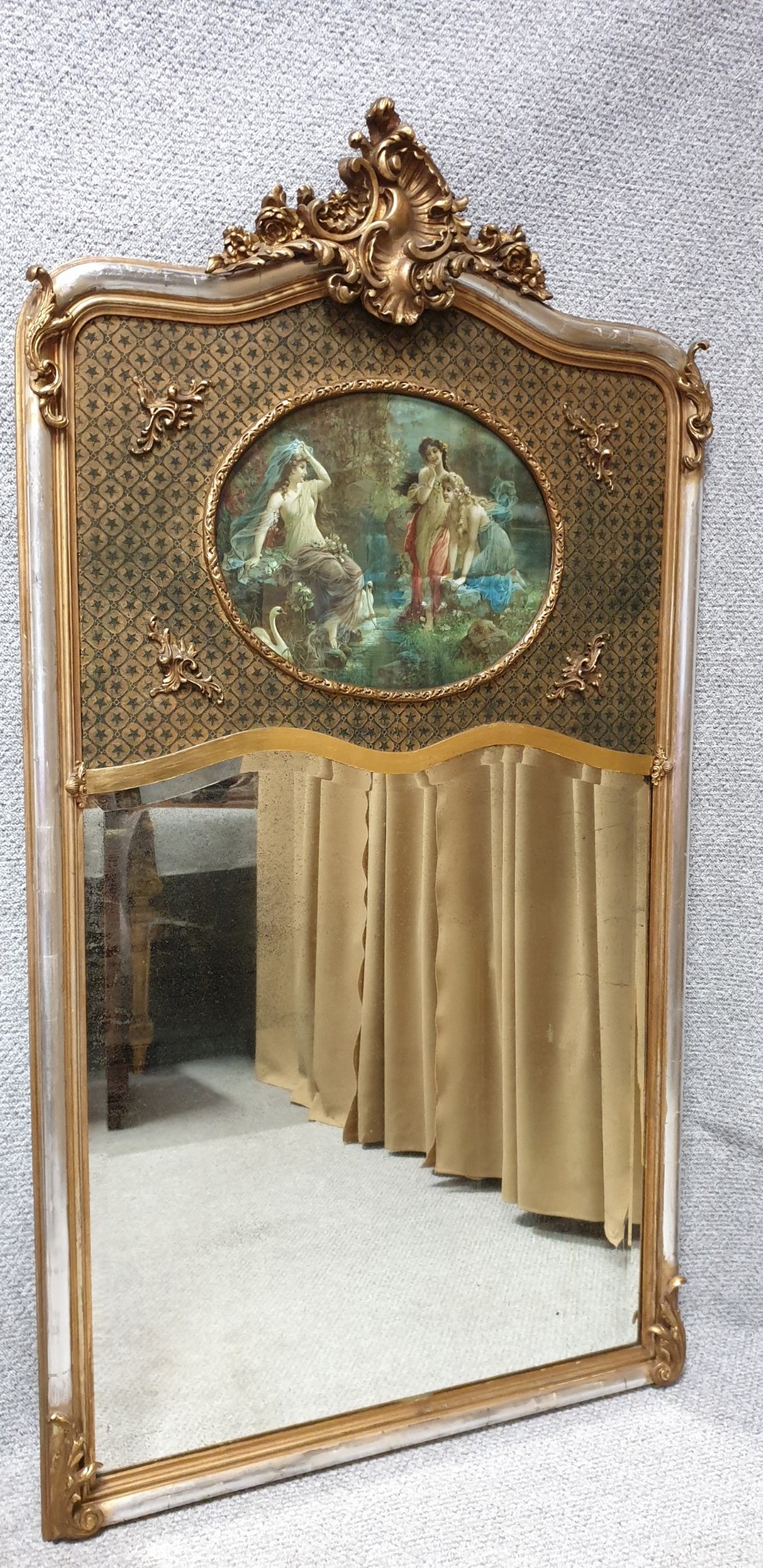 French Trumeau Silver Gilt Mirror  View II