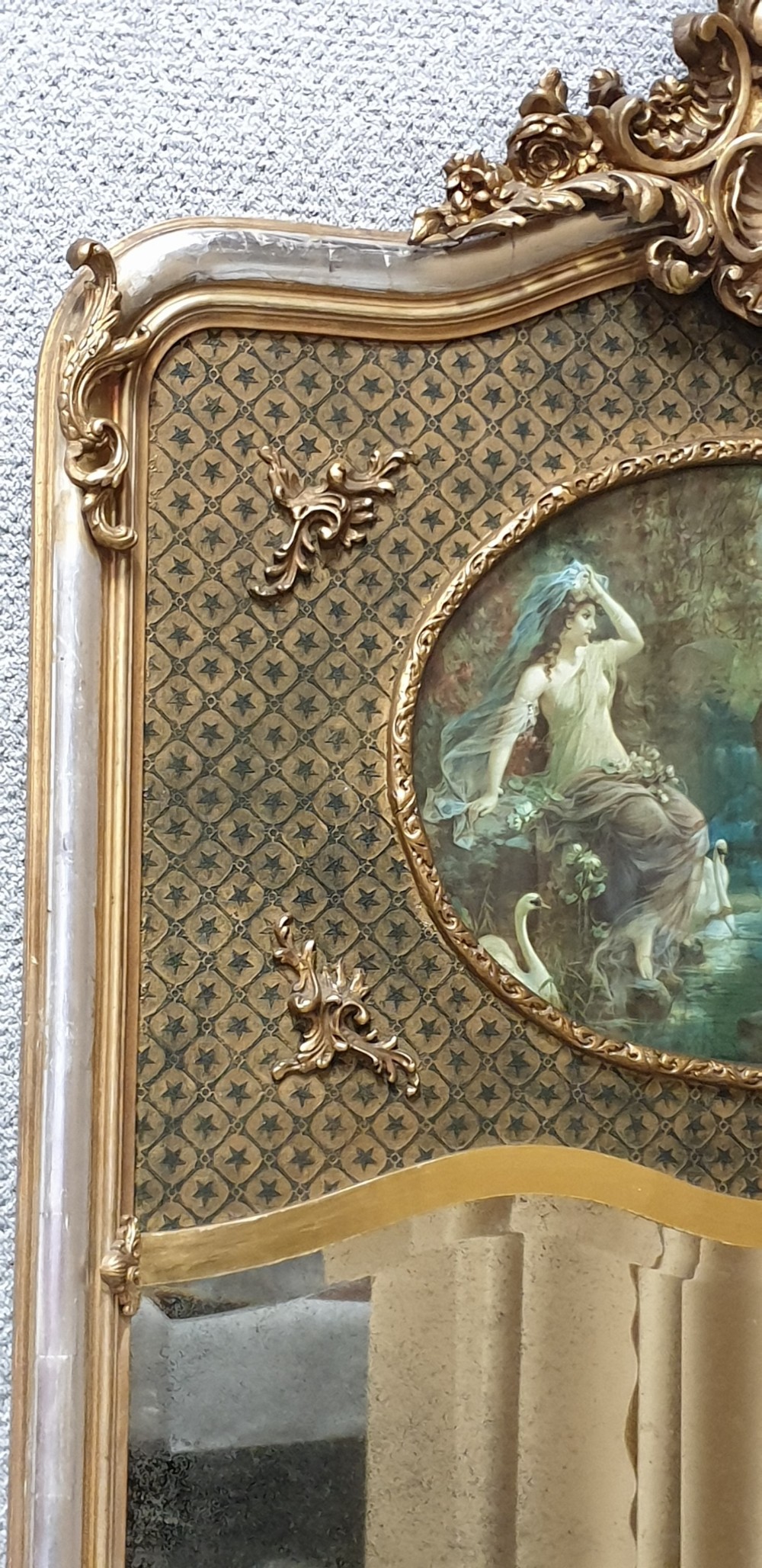 French Trumeau Silver Gilt Mirror  View IV