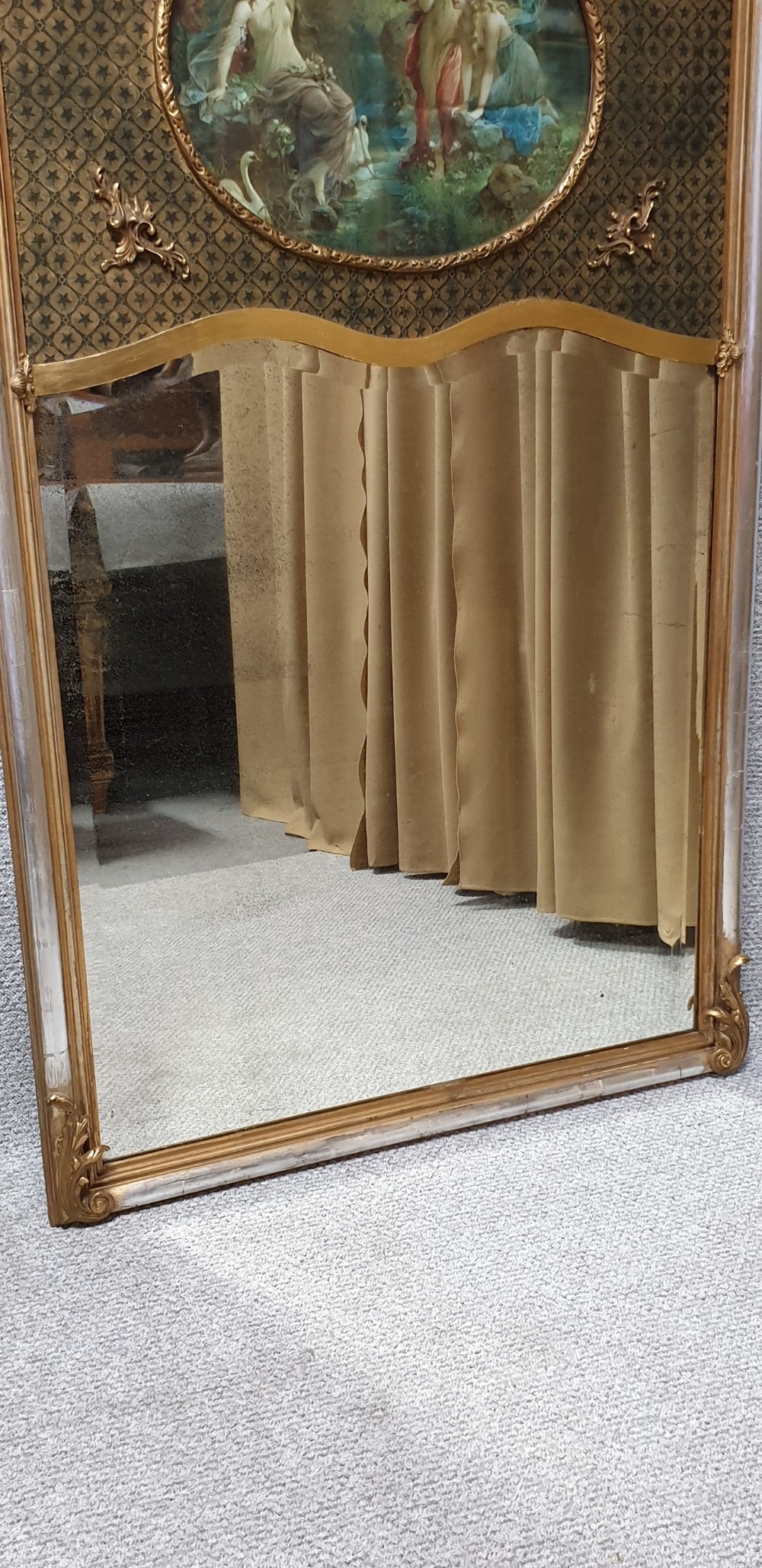 French Trumeau Silver Gilt Mirror  View VII