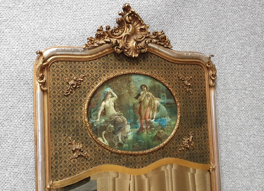French Trumeau Silver Gilt Mirror  View X