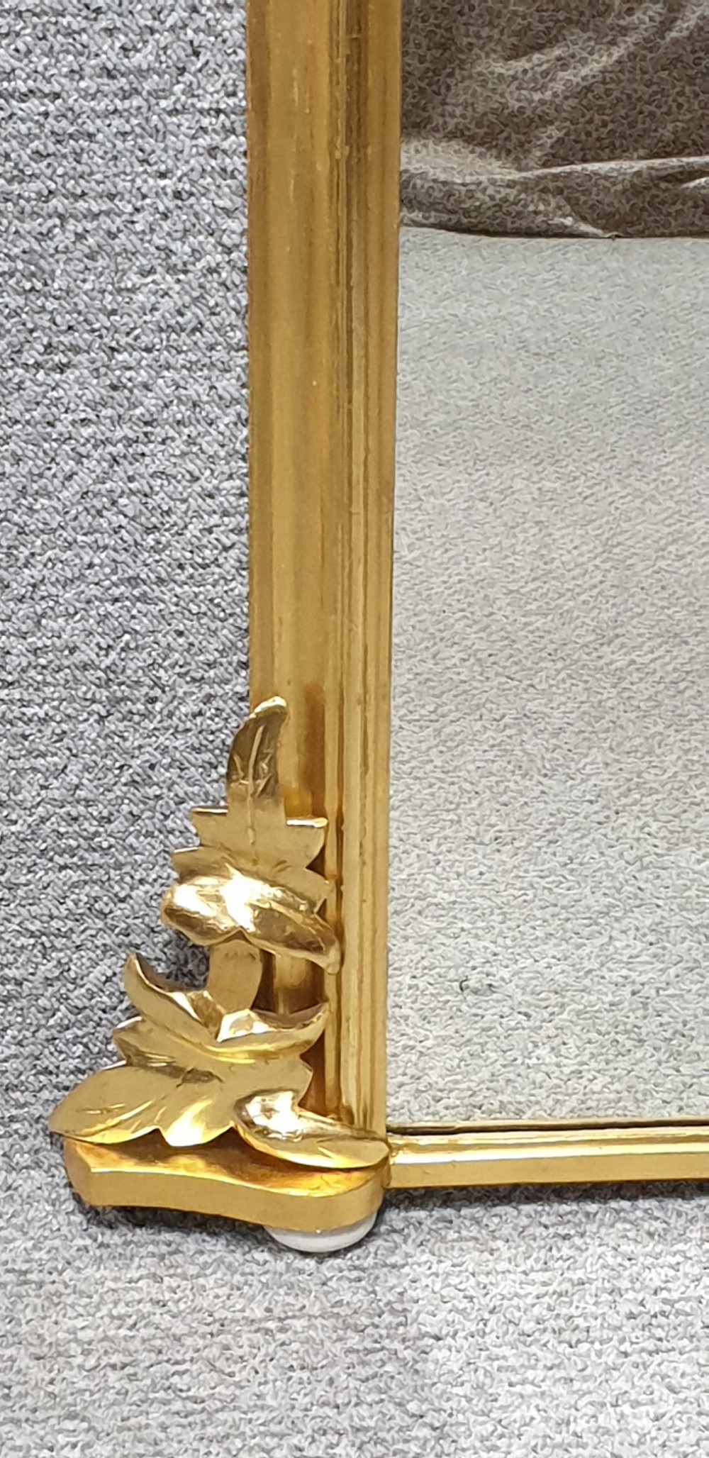 Elegant English Arched Top Gilt Overmantle Mirror View V