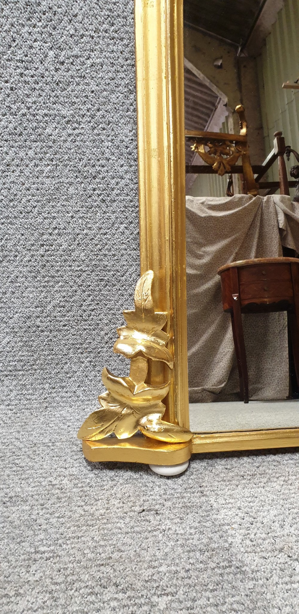 Elegant English Arched Top Gilt Overmantle Mirror View VII