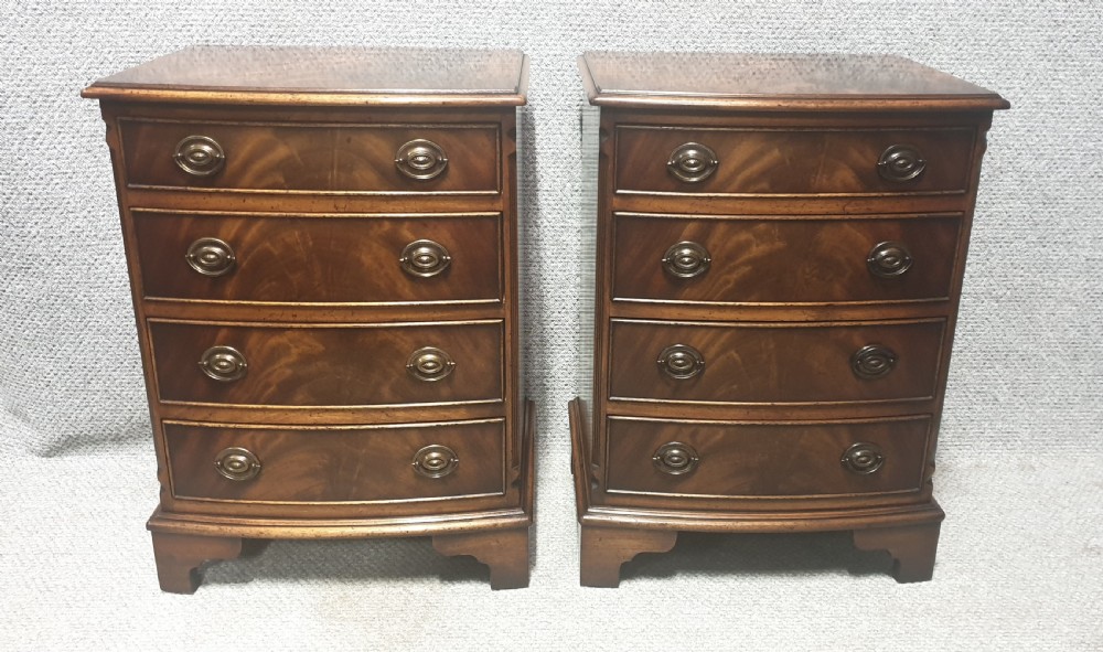 Pair Mahogany Bowed Chest of Drawers
