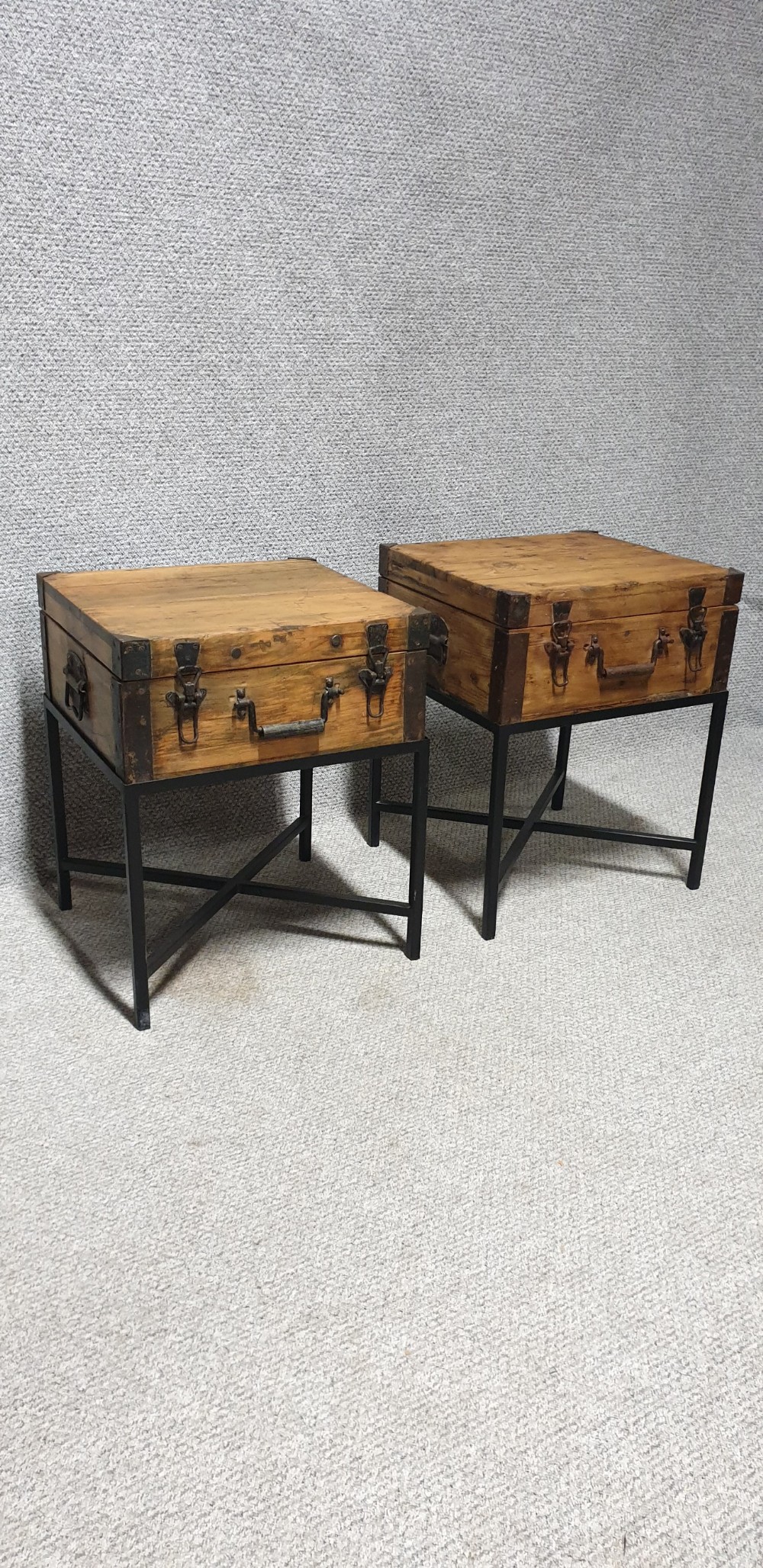 Pair Antique Indian Ammunition Chests on Stands