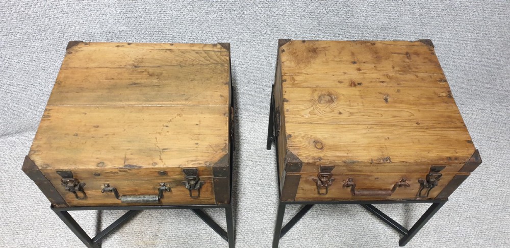 Pair Antique Indian Ammunition Chests on Stands View II