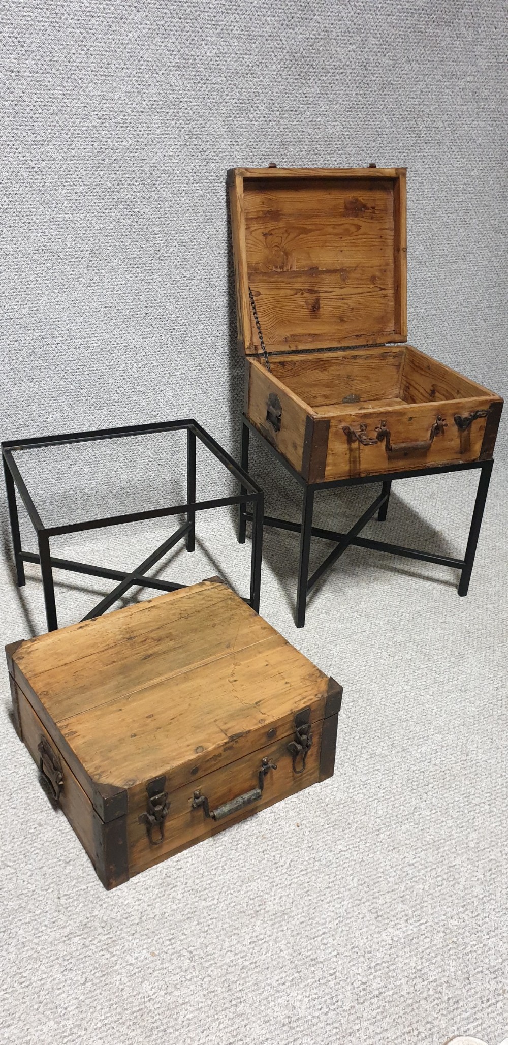 Pair Antique Indian Ammunition Chests on Stands View VI