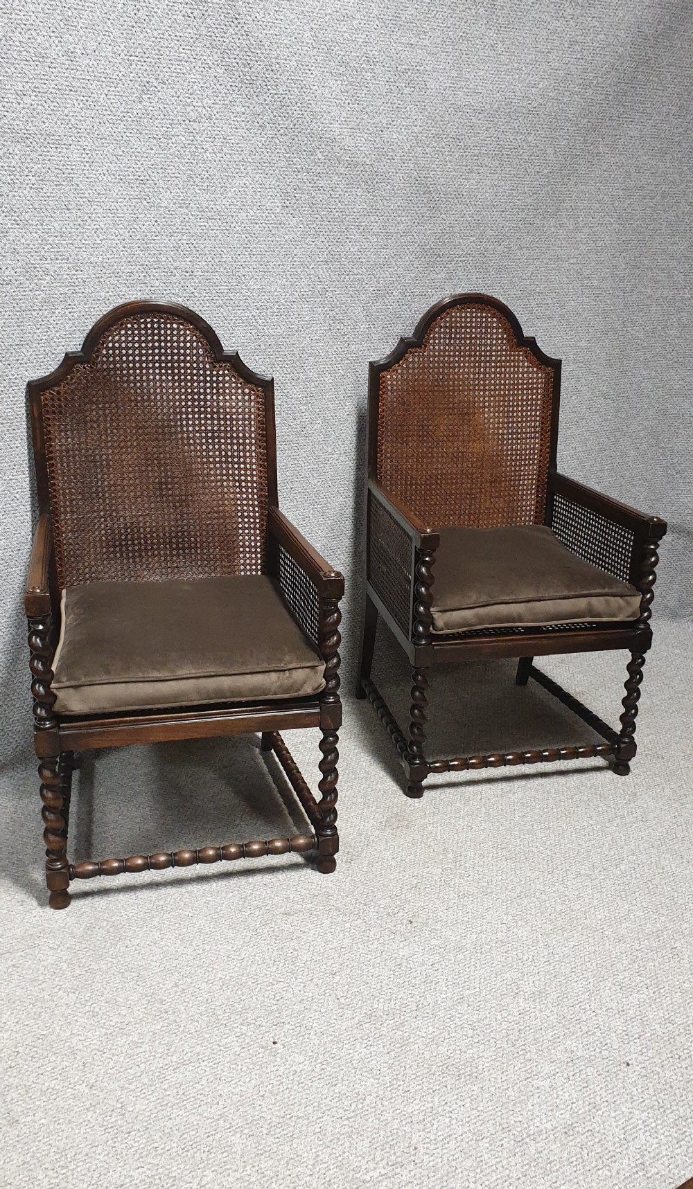 Pair Bergere Carver Armchairs