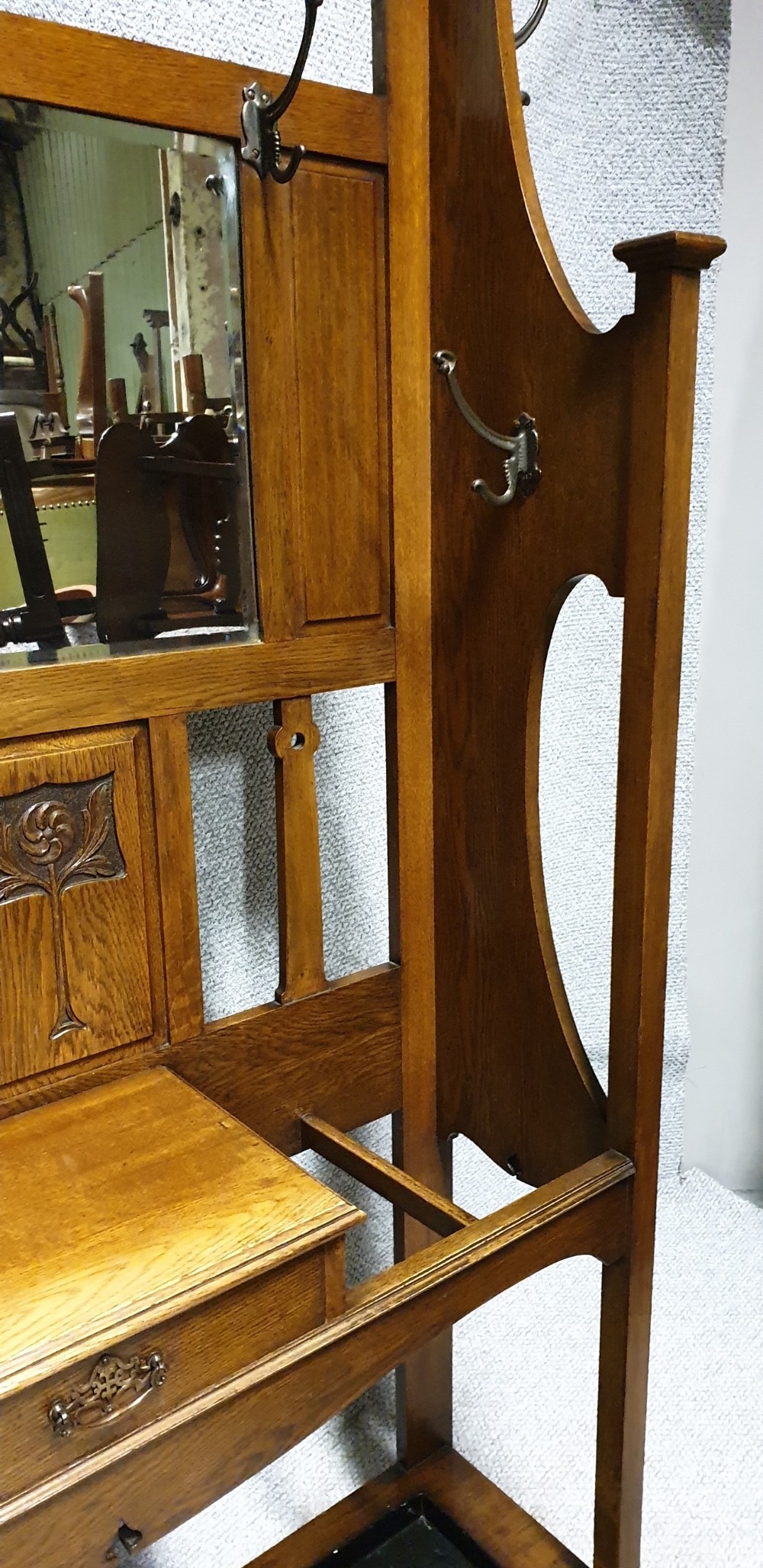 Art Nouveau Oak Hallstand View X