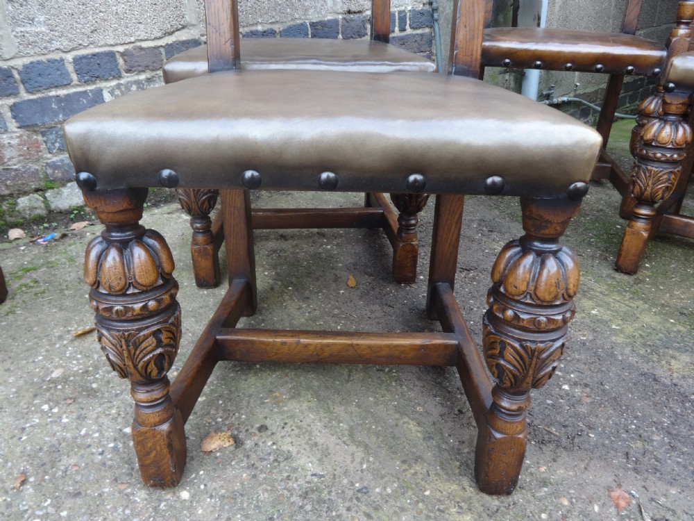 Excellent Quality Set of Ten Oak Dining Chairs View V