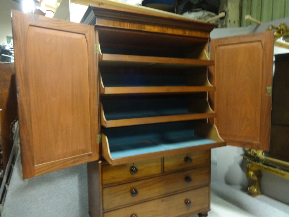 Outstanding  Victorian Mahogany Linen Press View VIII