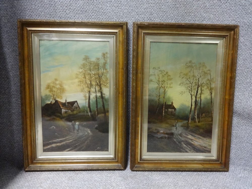 J James, Pair Oil on Canvas