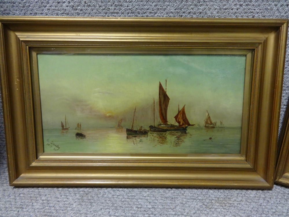 E Stanley, Pair Oil on Canvas View II