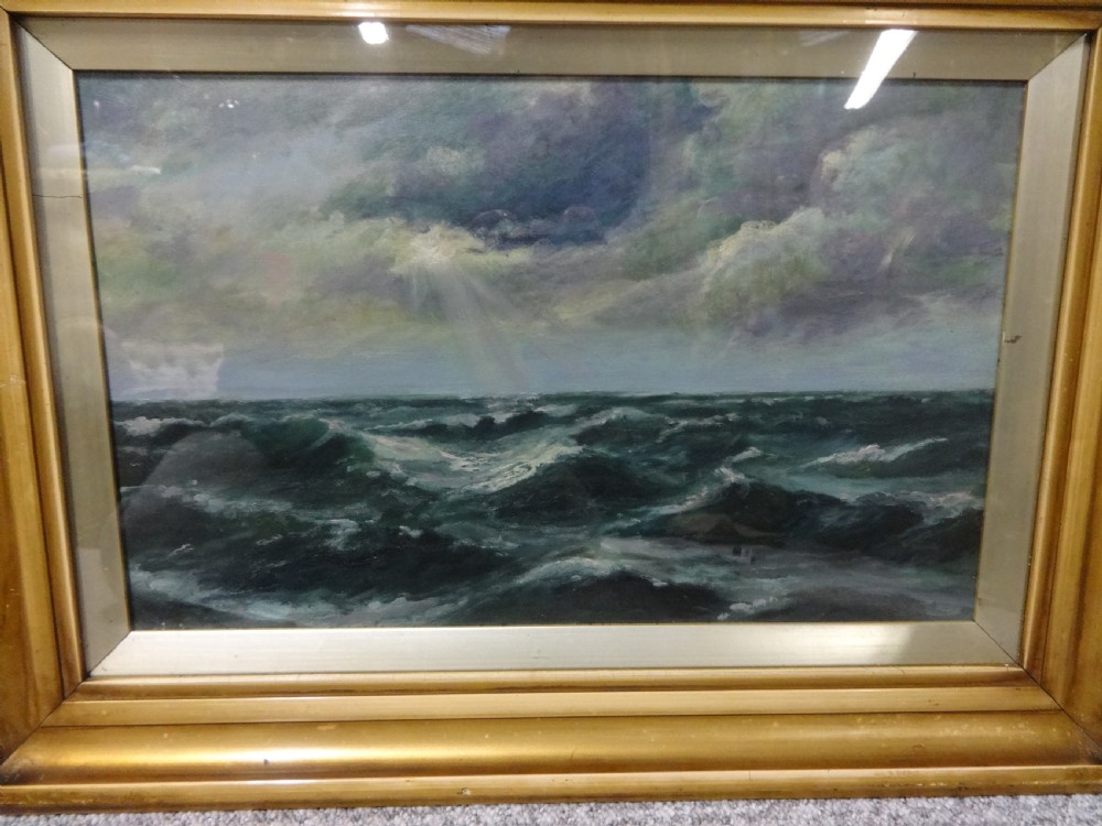 Pair Oil on Canvas Seascapes A.E.  Milnes View IV