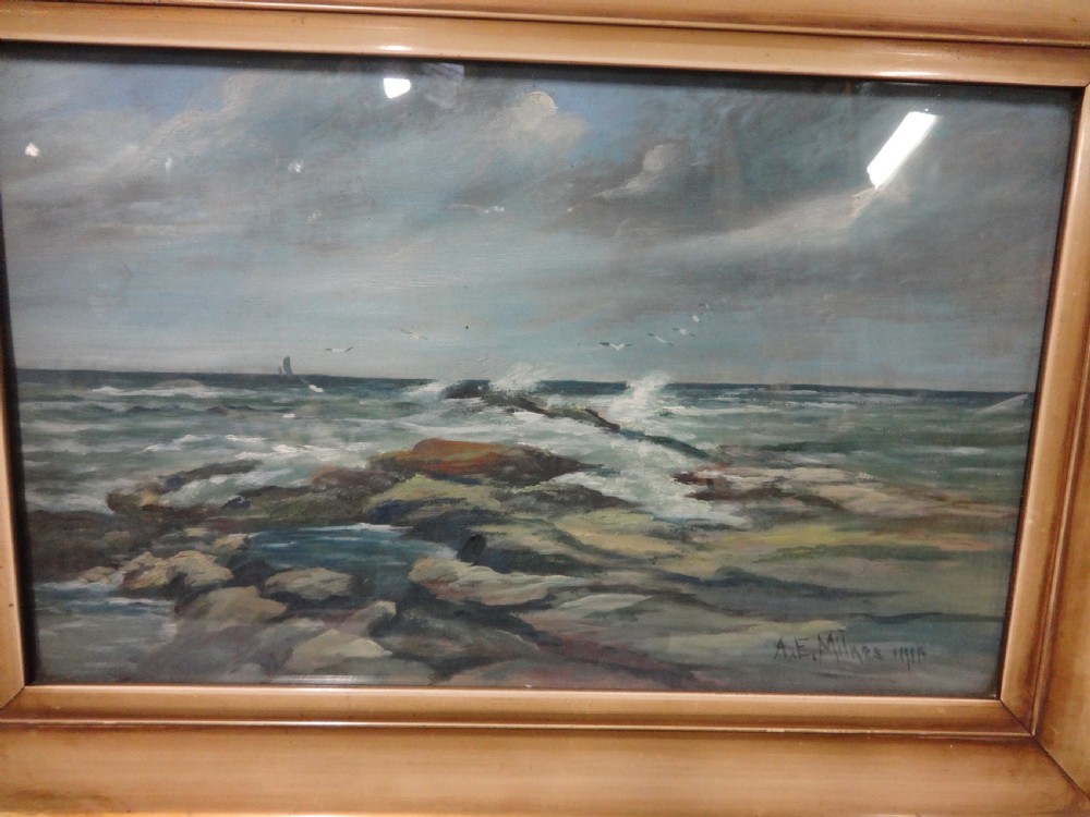 Oil on Canvas A E Milnes Seascape View II