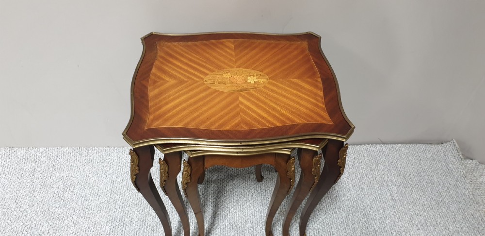 French Marquetry Nest of Three Tables View V